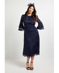 Wallis - Burn Out Ruffle Sleeve Midi Dress - Lyst