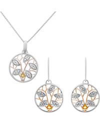 Orphelia - Ladies Embellished 'Oceane' 925 Sterling Set: Chain-Pendant + Earrings - Lyst