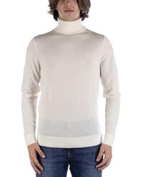 Calvin Klein - Superior Wool Turtle Cream Sweater - Lyst