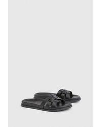 Boohoo - Cut Out Woven Strap Detail Sliders - Lyst