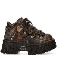 New Rock - M-106-C194 Flame Leather Gothic Ankle Platform Boots - Lyst