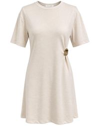 MixRay - Crew Neck Mini T-Shirt Dress With Stone Accessory - Lyst