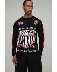 BoohooMAN - Regular Fit Multi Print Placement Long Sleeve T- Shirt - Lyst
