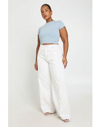 Boohoo - Plus Seam Detail Straight Leg Jean - Lyst