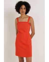 Secret Label - Frill Hem Strappy Linen Mini Dress - Lyst