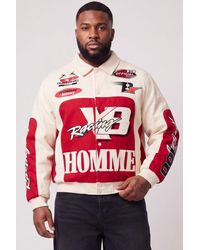BoohooMAN - Plus Regular Fit Twill Homme Moto Bomber Jacket - Lyst