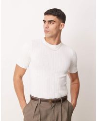 ASOS - Muscle Fit Lightweight Knitted Rib T-Shirt - Lyst
