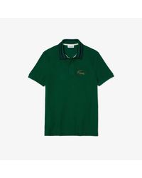 Lacoste - Slim Fit Piqué Poloshirt Met Krokodillenborduursel In Groen - Lyst