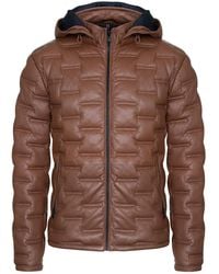 Infinity Leather - Hooded Puffer Quilted Bomber Jacket - Lyst