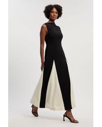 Karen Millen - Compact Stretch Tailored Colour Block Full Skirted Midi Dress - Lyst