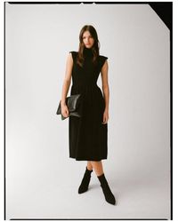 Warehouse - Knitted High Neck Midi Dress - Lyst