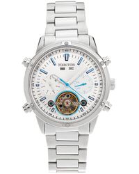 Heritor - Wilhelm Semi-skeleton Bracelet Watch W/day/date Stainless Steel - Lyst