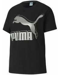 PUMA - Graphic Logo Short Sleeve Crew Neck T-Shirt 596512 71 Cotton - Lyst