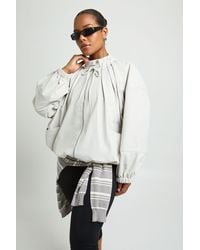 Boohoo - Plus Zip Through Gather Detail Bomber Jacket - Lyst
