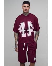BoohooMAN - Tall Oversized Boxy Mesh Batwing 44 Hockey Top And Short Set - Lyst