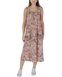B.Young - Midi-jurk Met Print Mouwloze Jurk Met Vierkante Hals - Lyst