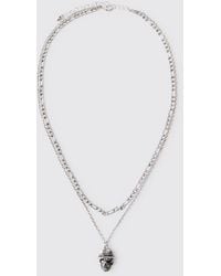 BoohooMAN - Skull Layered Necklace Iron - Lyst