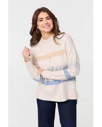 Izabel London - Striped High Neck Boxy Jumper - Lyst