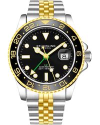 Stuhrling - Schwarzer Und Gelber Meridian Gmt Quarz 42Mm - Lyst