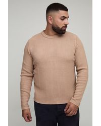 BoohooMAN - Plus Basic Regular Fit Ribbed Knitted Jumper - Lyst