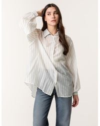Blue Vanilla - Diamante Detailed Shirt With Vertical Stripes - Lyst