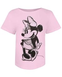 Disney - Ladies Minnie Mouse Sketch Cotton T-Shirt (Light) - Lyst