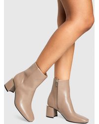 Boohoo - Hardware Heeled Detail Low Block Boots - Lyst