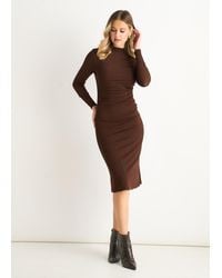 Gini London - Ruched Jersey Long Sleeves Midi Dress - Lyst