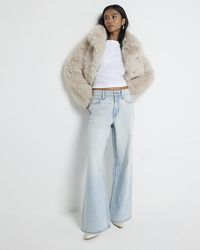 River Island - Straight Jeans Petite High Waisted Relaxed - Lyst