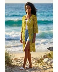 Roman - Crochet Longline Knit Cardigan - Lyst