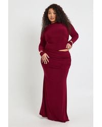Boohoo - Plus Drape Detail Column Maxi Skirt - Lyst