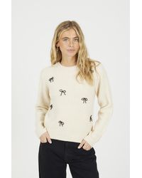 Brave Soul - Crew Neck Jumper With Jewel Bow Detail - Lyst