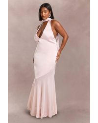 Boohoo - Plus Satin Scarf Detail Chiffon Skirt Maxi Dress - Lyst