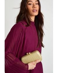 Boohoo - Metallic Woven Hard Shell Clutch Bag - Lyst