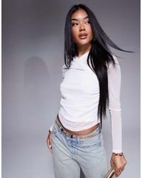 ASOS - Mesh Wrap Long Sleeve Top - Lyst