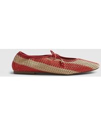 River Island - Mary Janes Raffia Fabric Striped Round Toe Textile - Lyst