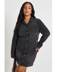 Boohoo - Plus Western Denim Mini Dress - Lyst