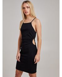Pink Vanilla - High Neck Side Cut Out Rib Mini Dress - Lyst