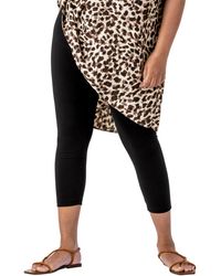 Roman - Curve Plain Elastic Waist Cropped Leggings - Lyst