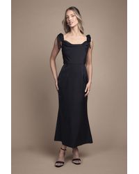 Oasis - Satin Tie Shoulder Cowl Front Midi Bridesmaid Dress - Lyst