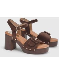 Oasis - Regina Faux Suede Buckle Detail High Block Heel Platform Sandals - Lyst