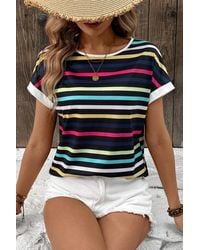 Azura Exchange - Gestreept T-shirt Met Korte Mouwen - Lyst