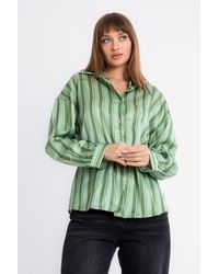 Hiccup - Striped Satin Buttoned Shirt - Lyst