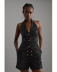 Karen Millen - Sequin Halter Neck Waistcoat - Lyst