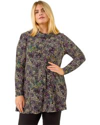 Roman - Curve Spot Print Cowl Neck Top - Lyst