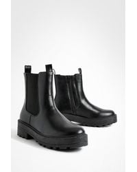 Boohoo - Wide Fit Double Tab Detail Chunky Chelsea Boots - Lyst