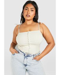 Boohoo - Plus Hook And Eye Tie Shoulder Corset Top - Lyst