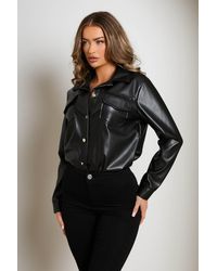 Femme Luxe - Pu Long Sleeve Pocket Detail Jacket - Lyst