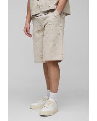 BoohooMAN - Tall Nibbled Denim Relaxed Fit Shorts - Lyst