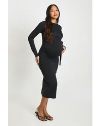 Boohoo - Maternity Tie Side Wrap Midaxi Dress - Lyst
